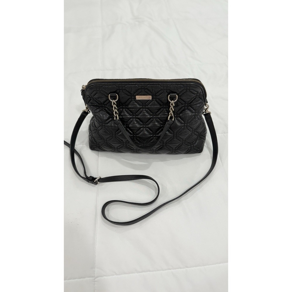 Kate Spade Black Quilted Leather Satchel Crossbody‎ Bag Chain Handle Handbag
